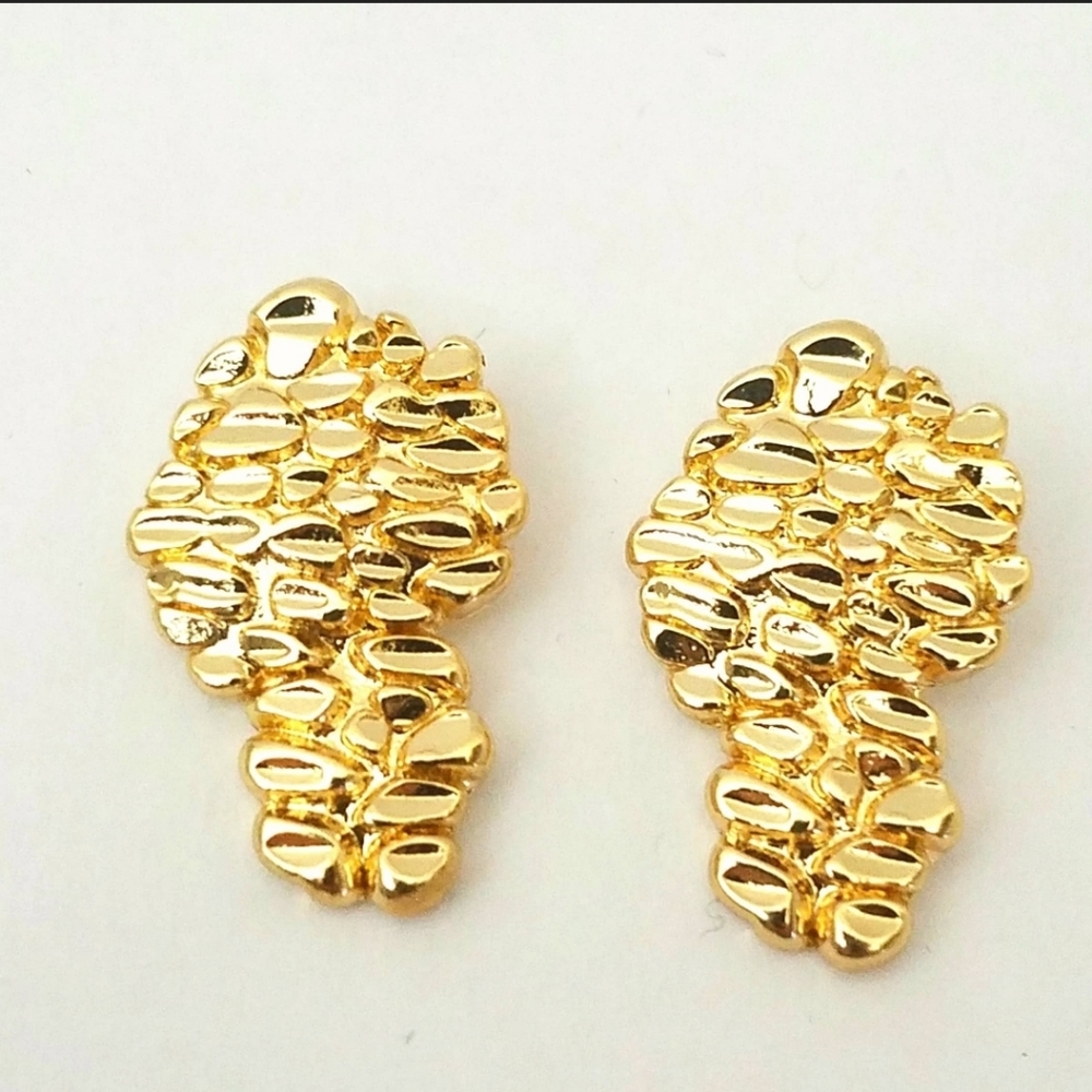 14KT Gold Plated Gold Nugget Hip Hop Earrings Special Day gifts- with gift box
